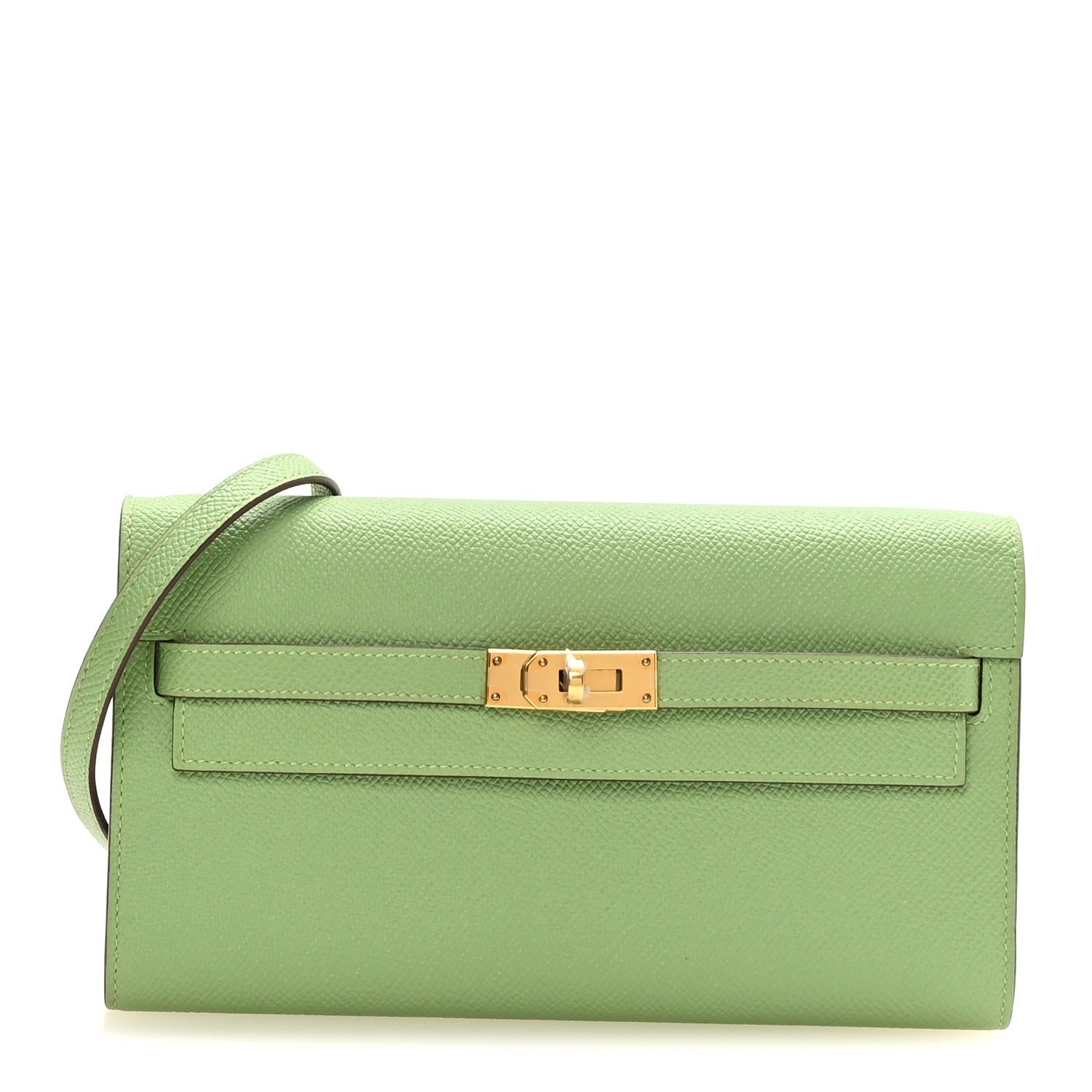 Hermes Epsom Verso Kelly Wallet To Go  Vert Criquet Bleu Brume