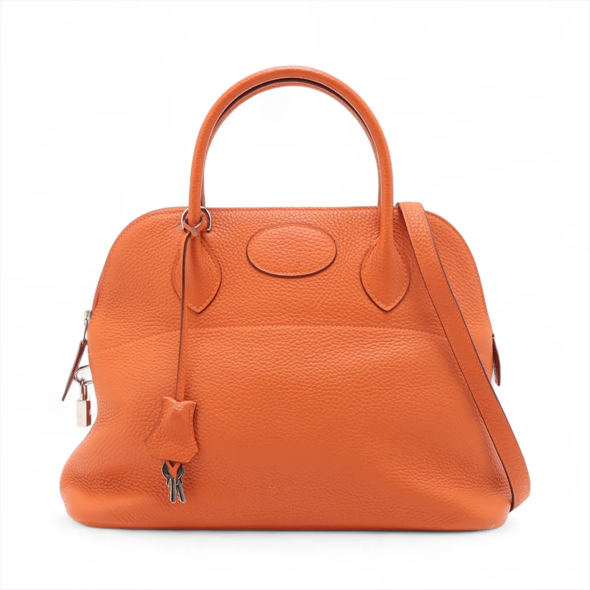 Hermès Bolide 31 Taurillon Clemence Orange Silver Metal Fittings