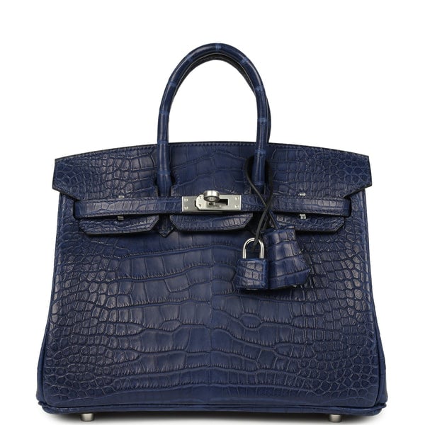 Hermes Hermes Birkin 25 Bleu Saphir Matte Alligator Palladium Hardware