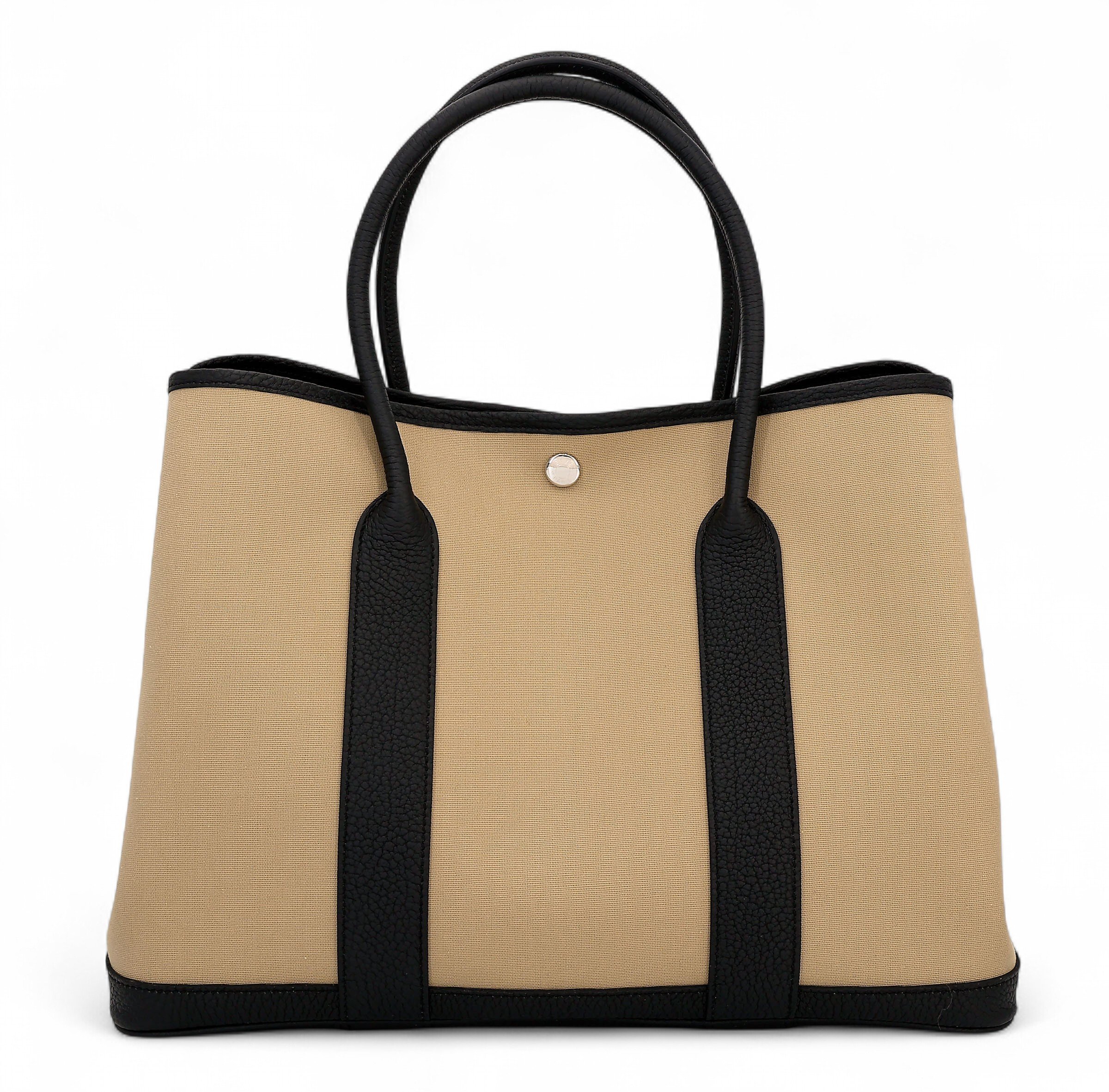 Hermes Brand New ( Rank N ) HERMÈS Garden Party PM Trench (S2) Noir (89) Canvas Negonda Palladium hardware K (2025)