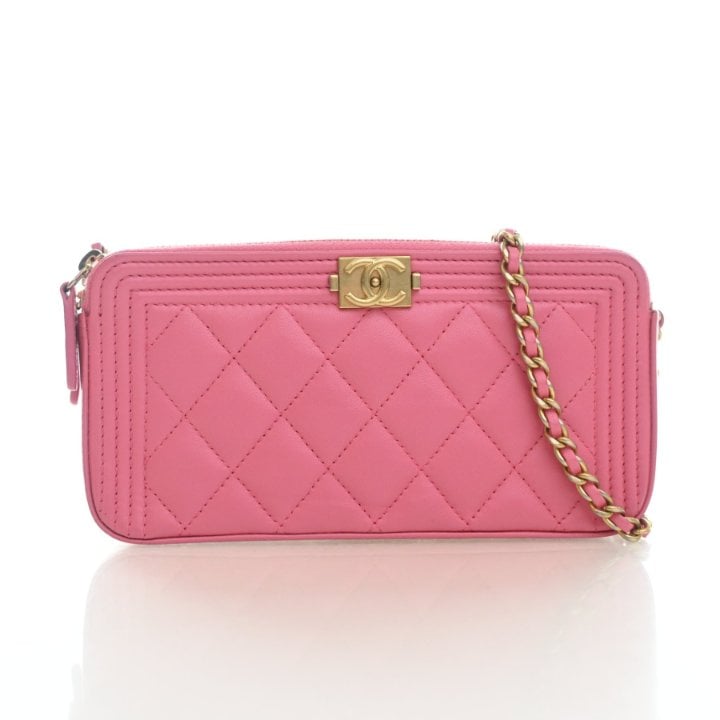 Chanel Lambskin Boy Double Zip Wallet On Chain (WOC)