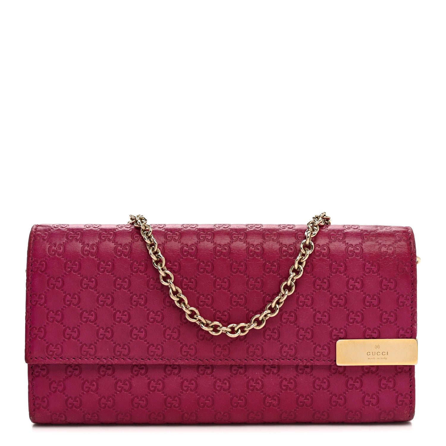 Gucci Soft Microguccissima Dice Chain Wallet Bright Bouganville