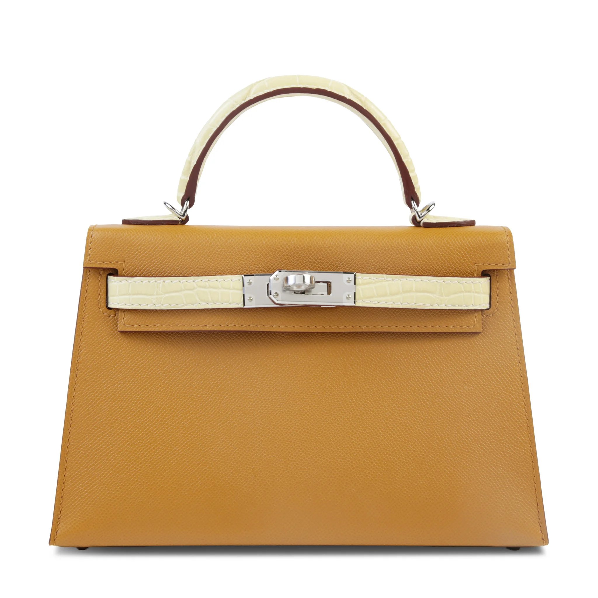 Brand New ( Rank N ) HERMÈS Mini Kelly II Touch Sesame (2S) Vanille (Y1) Madame Matte Alligator Palladium hardware K (2025)