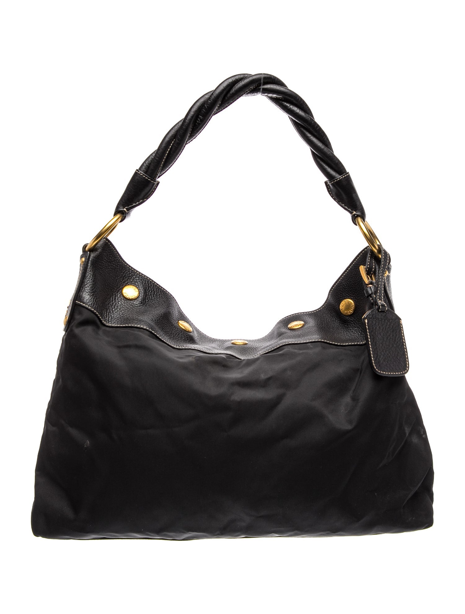 Tessuto Nylon Black Tessuto Knot Leather Handle Bag