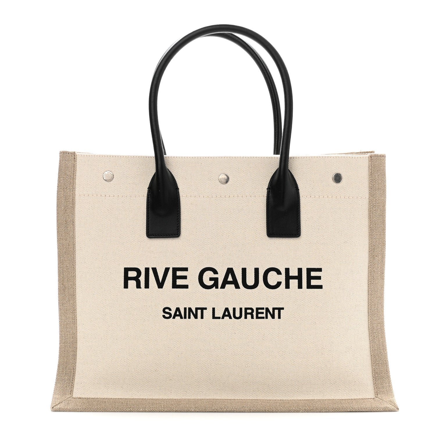 Saint Laurent Linen Calfskin Small Rive Gauche Tote Optic White