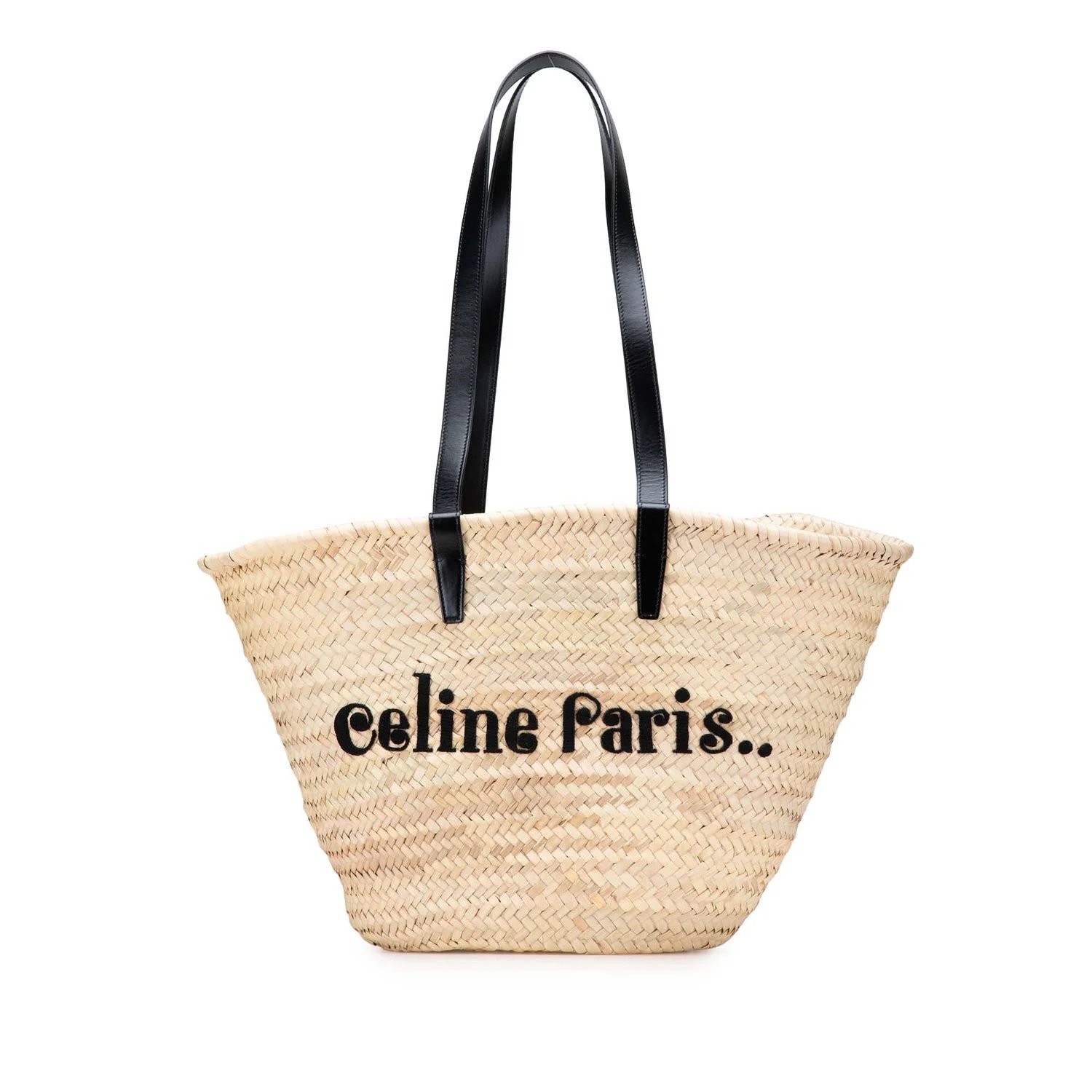 Calf Leather Raffia Classic Panier Tote