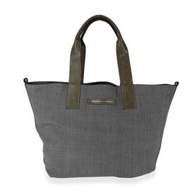 Brunello Cucinelli Brunello Cucinelli Olive Suede & Gray Wool Reversible Tote