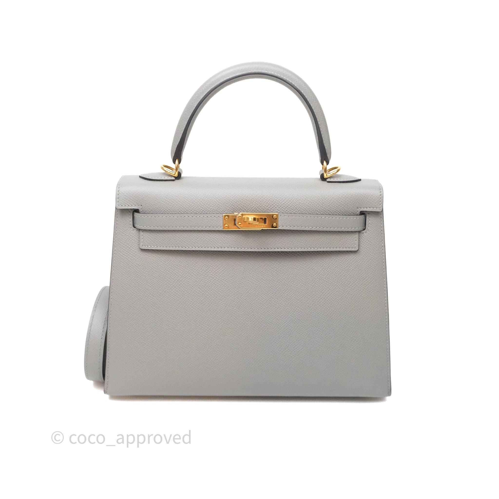 Hermès Kelly 25 4Z Gris Mouette Epsom Gold Hardware