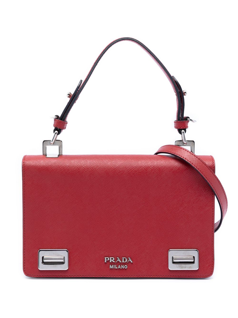Prada 2013-2026 Saffiano Double Turn Lock Top Handle Bag satchel