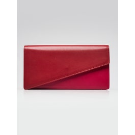 Saint Laurent Yves Saint Laurent Red/Pink Two-Tone Calfskin Leather Diagonal Clutch Bag