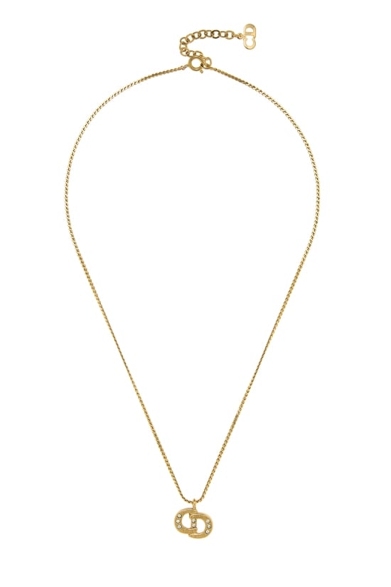 Gold Crystal 'CD' Necklace