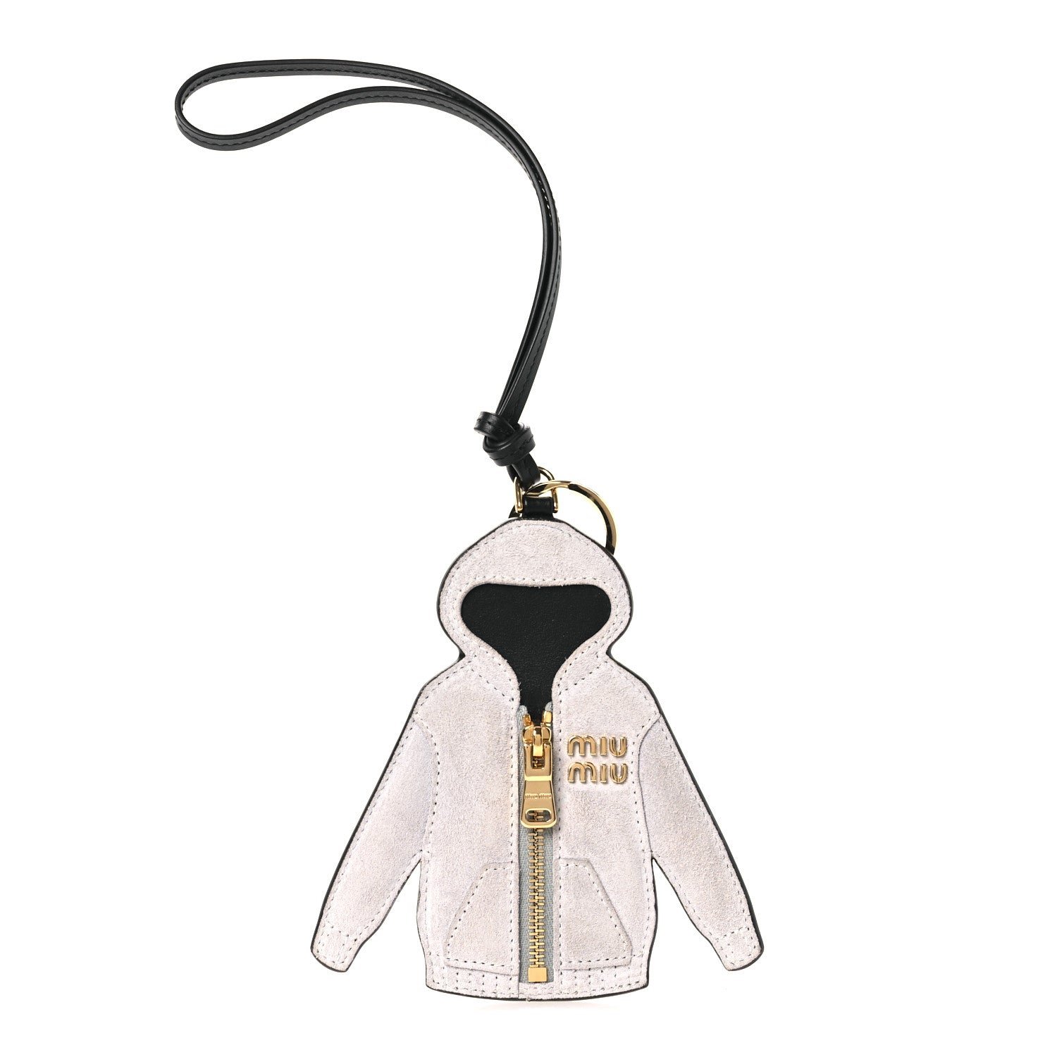 Miu Miu Calfskin Hoodie Trick Bag Charm Grigio