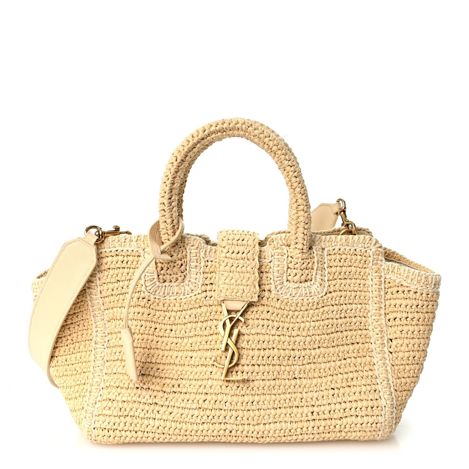 Saint Laurent Raffia Baby Monogram Downtown Cabas Naturale
