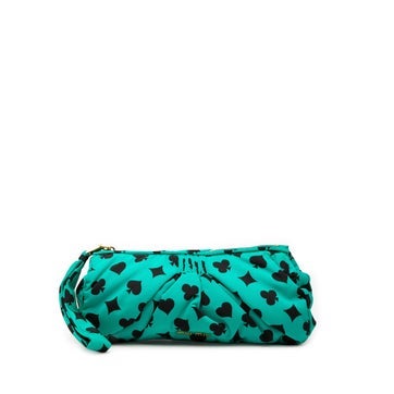 Pleated Nylon Playing Card Print Clutch