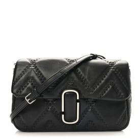 Marc Jacobs Lambskin Quilted J Marc Large Shoulder Bag Black