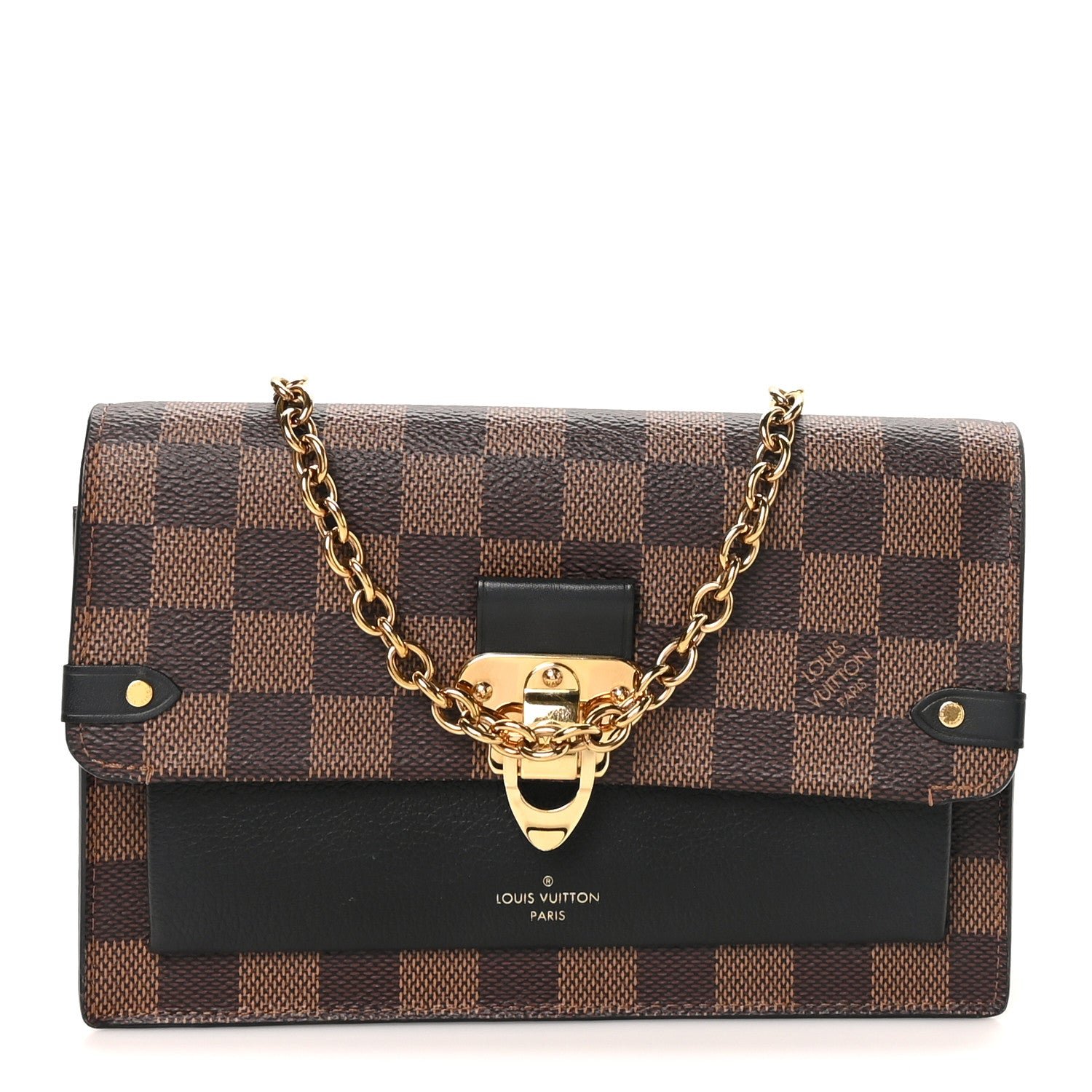 Louis Vuitton Damier Ebene Vavin Chain Wallet Black