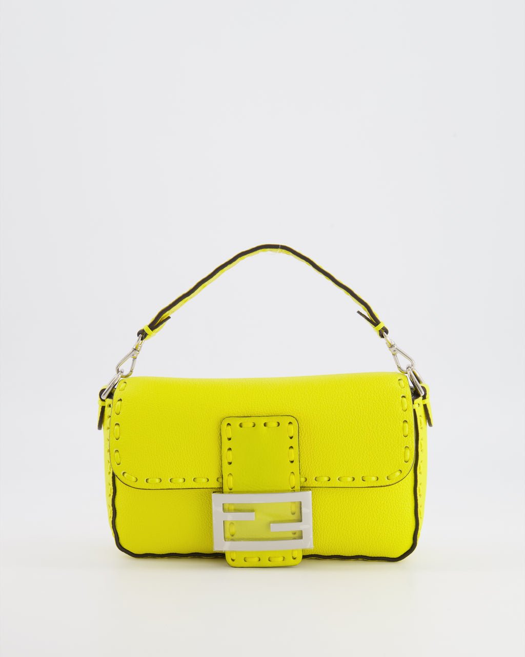 Fendi Yellow Leather Mini Baguette Bag with Silver Hardware RRP £2,000