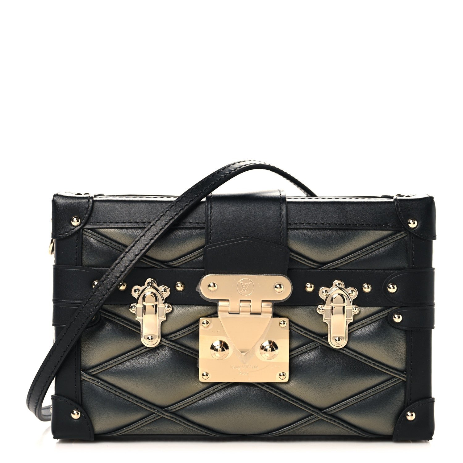 Louis Vuitton Louis Vuitton Lambskin Malletage Petite Malle Black Beige