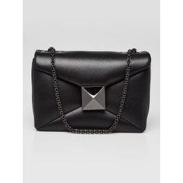 Valentino Black Lambskin Leather One Stud Small Shoulder Bag
