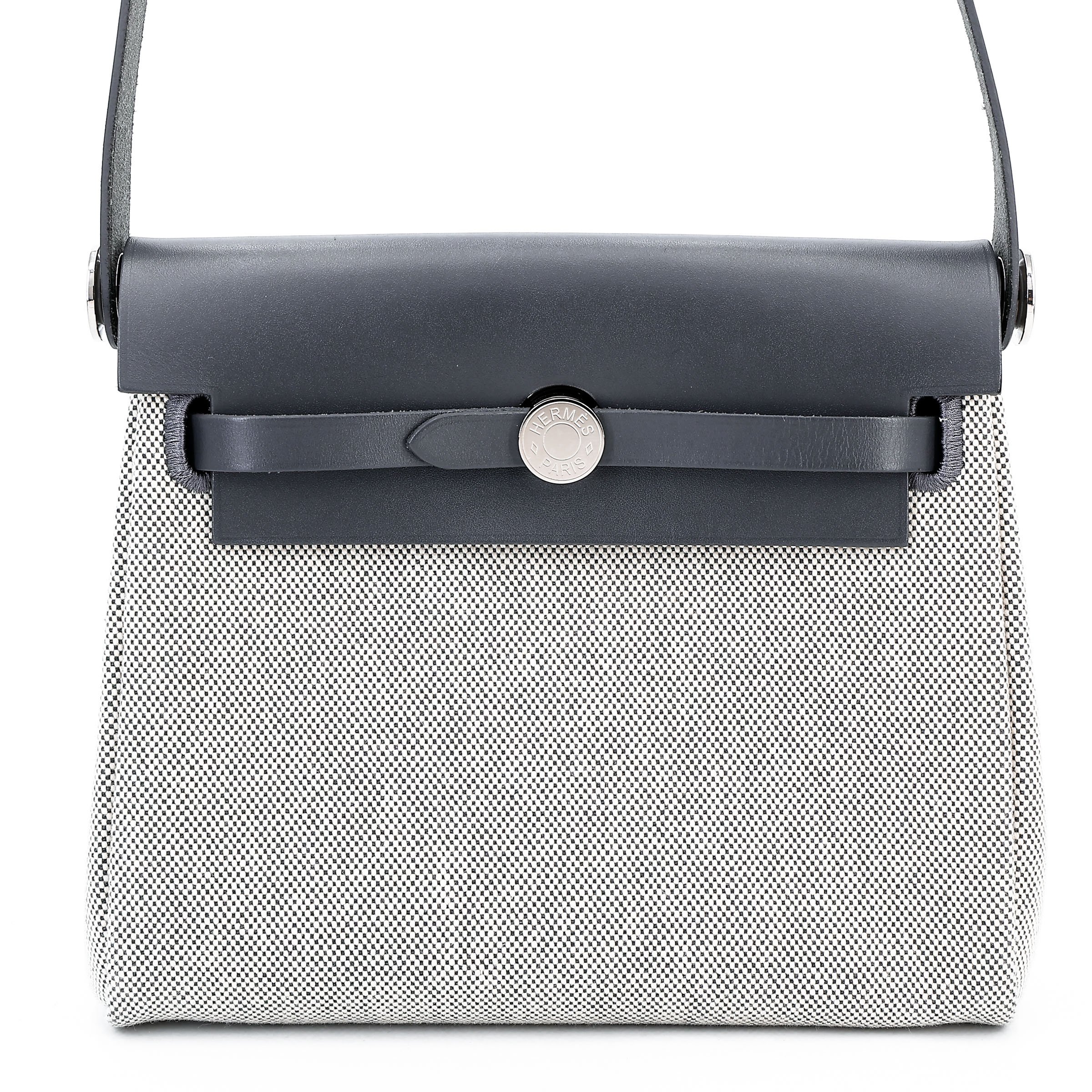 Hermes Unused ( Rank NS ) HERMÈS Herbag Zip Mini 20 Ardoise (85) Canvas Vache Hunter Palladium hardware W (2024)