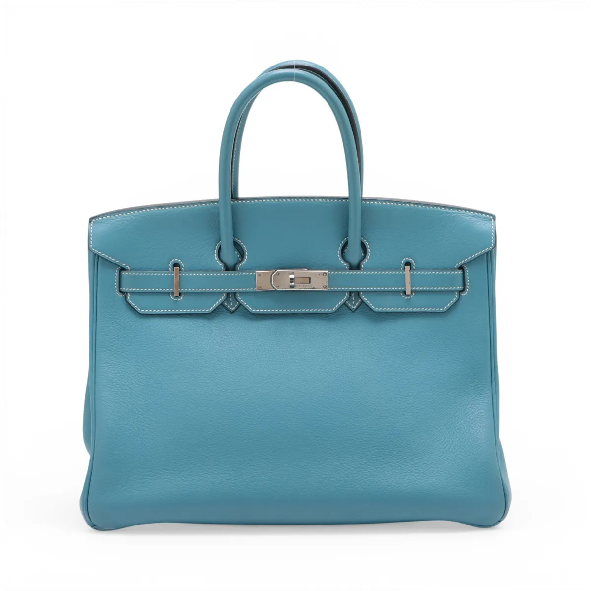 Hermès Birkin 35 Le Tournay Togo Blue Jean Silver Metal Fittings