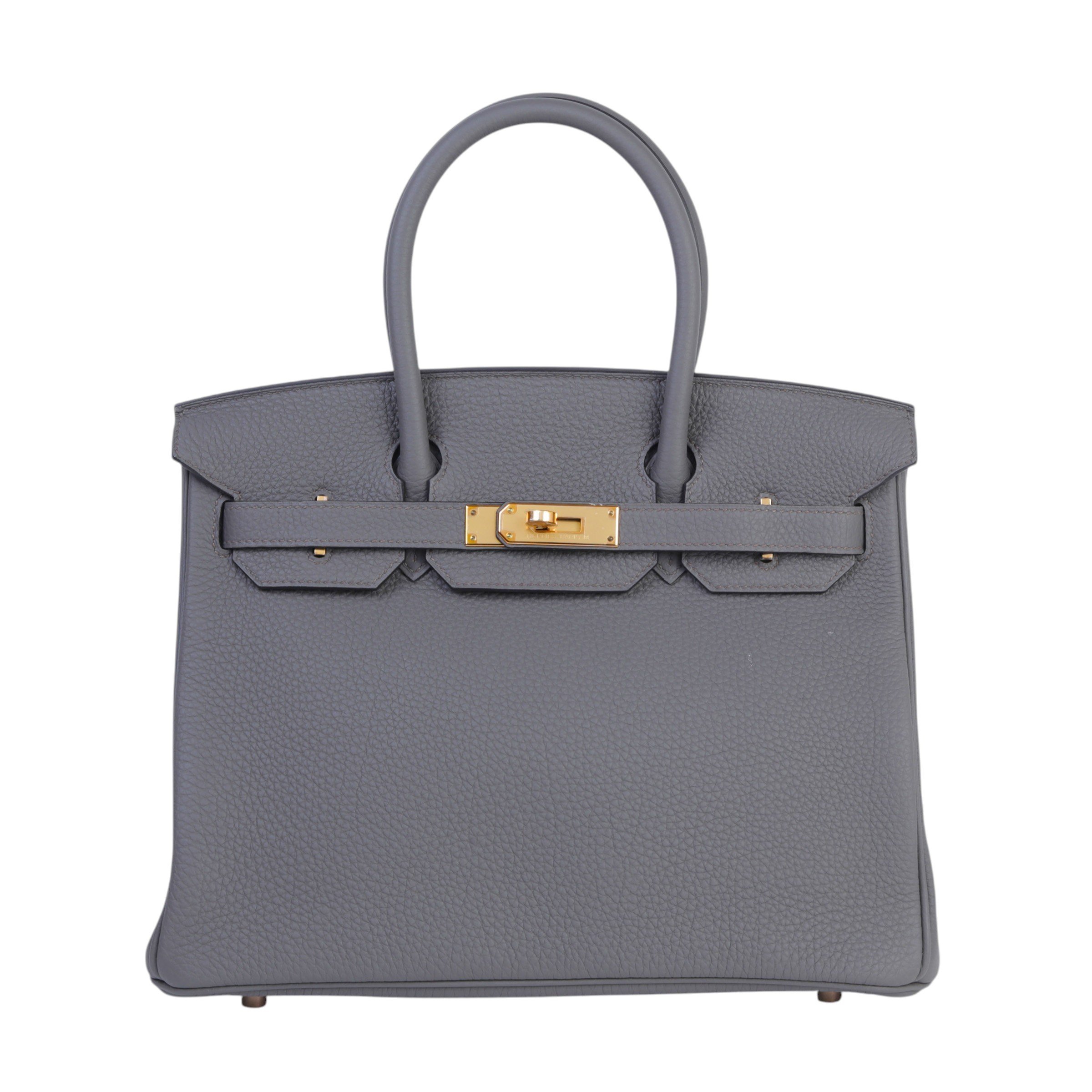 Hermes Unused ( Rank NS ) HERMÈS Birkin 30 Etain (8F) Clemence Rose Gold hardware D (2019)