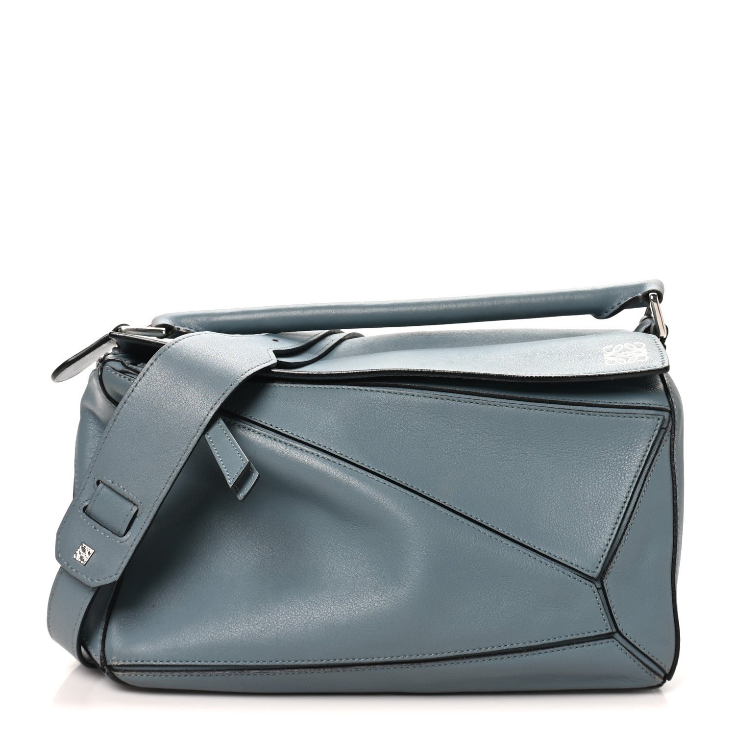 Loewe Calfskin Medium Puzzle Bag Stone Blue