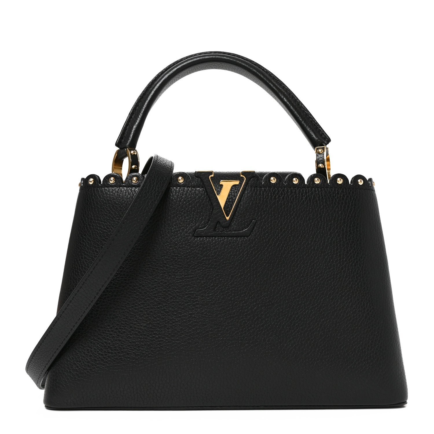 Louis Vuitton Taurillon Studded Capucines PM Black