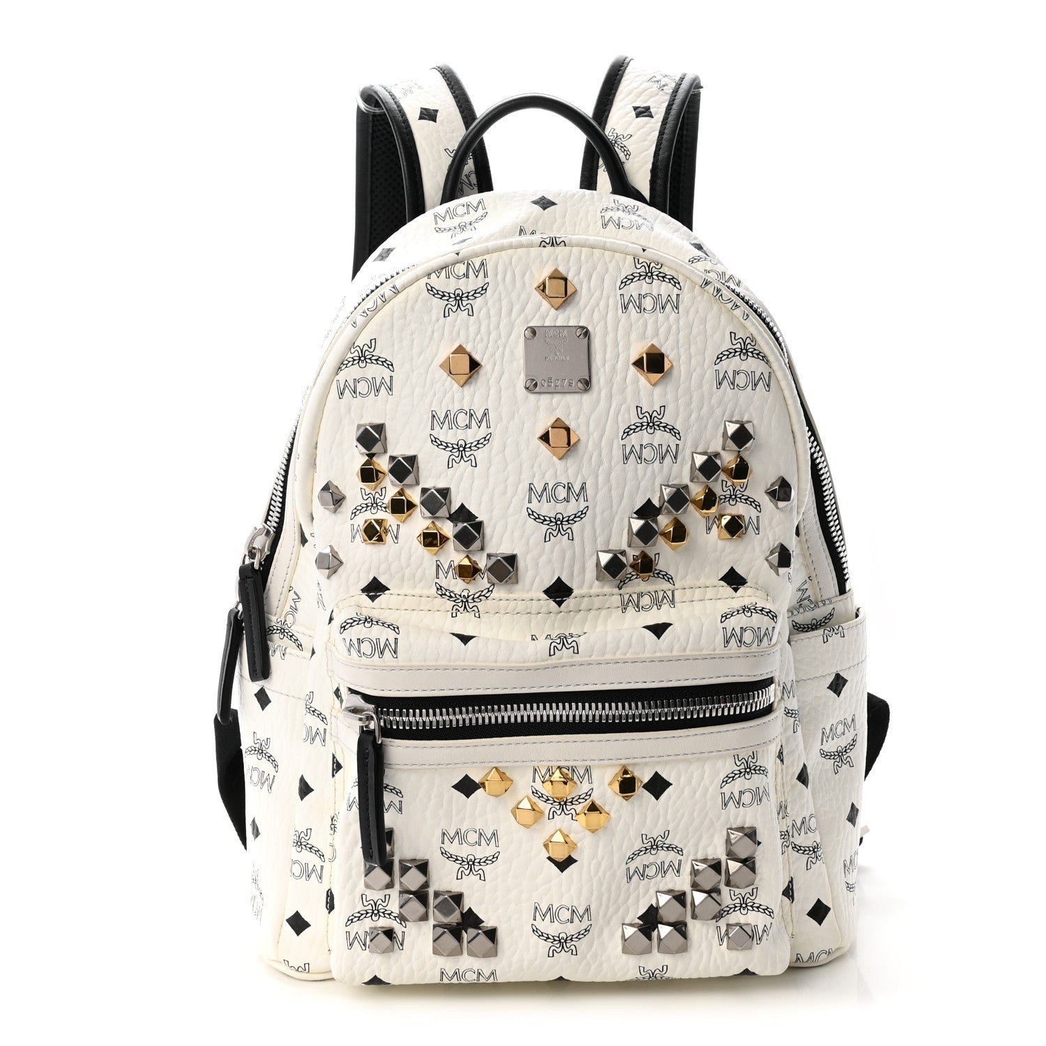 MCM MCM Visetos Studded Small Stark M Backpack White