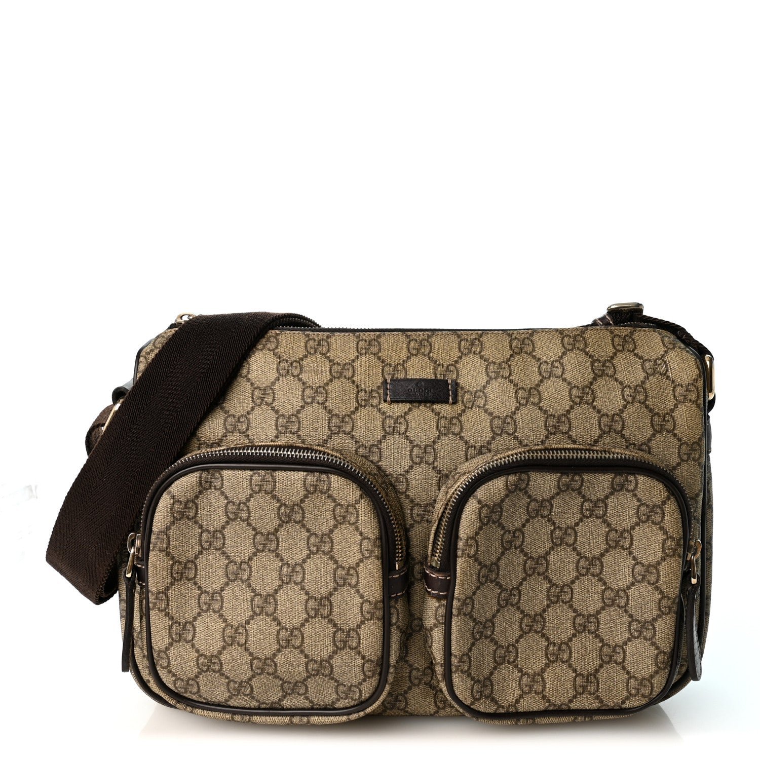 Gucci GG Plus Monogram Front Pocket Messenger Dark Brown