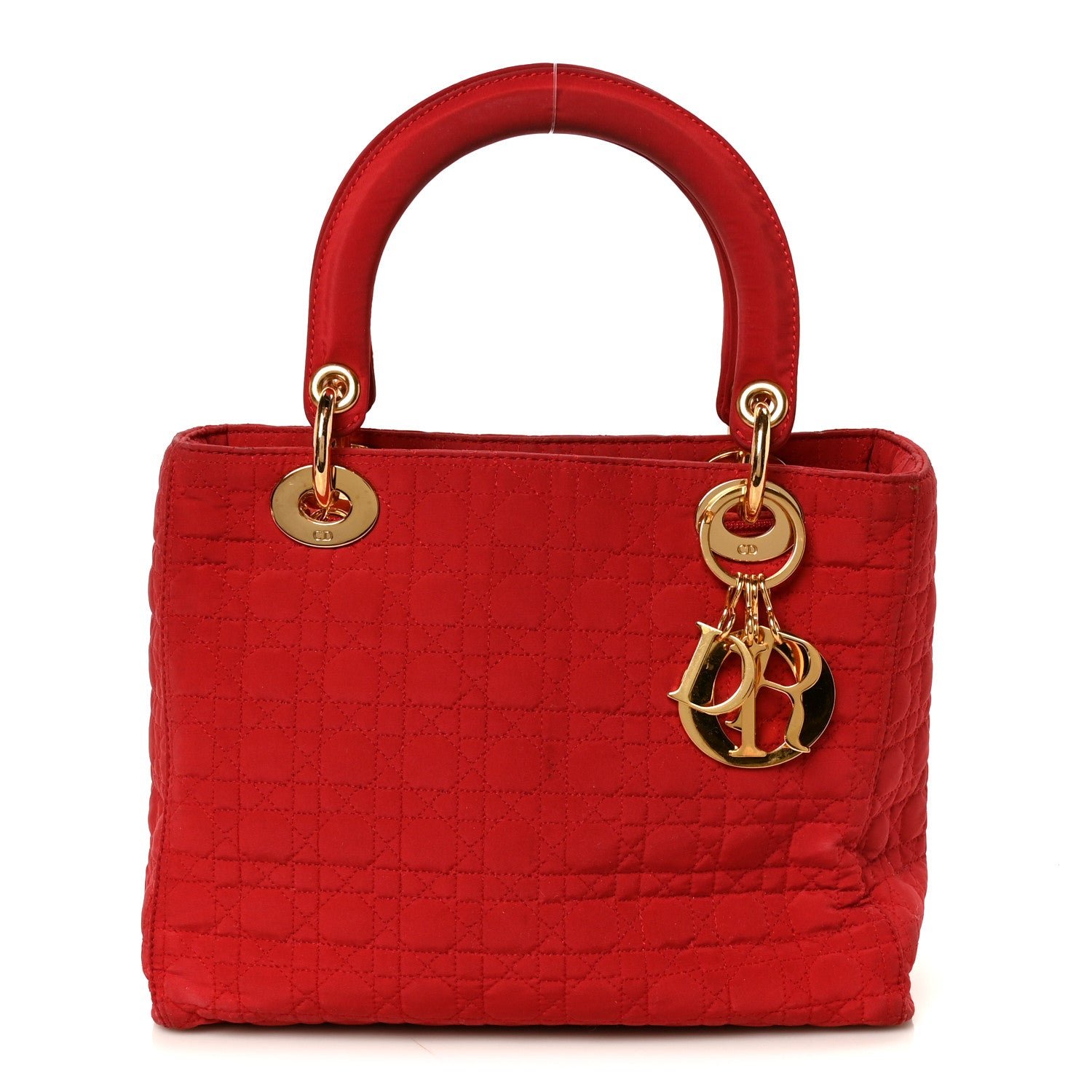 Christian Dior Nylon Cannage Medium Lady Dior Red