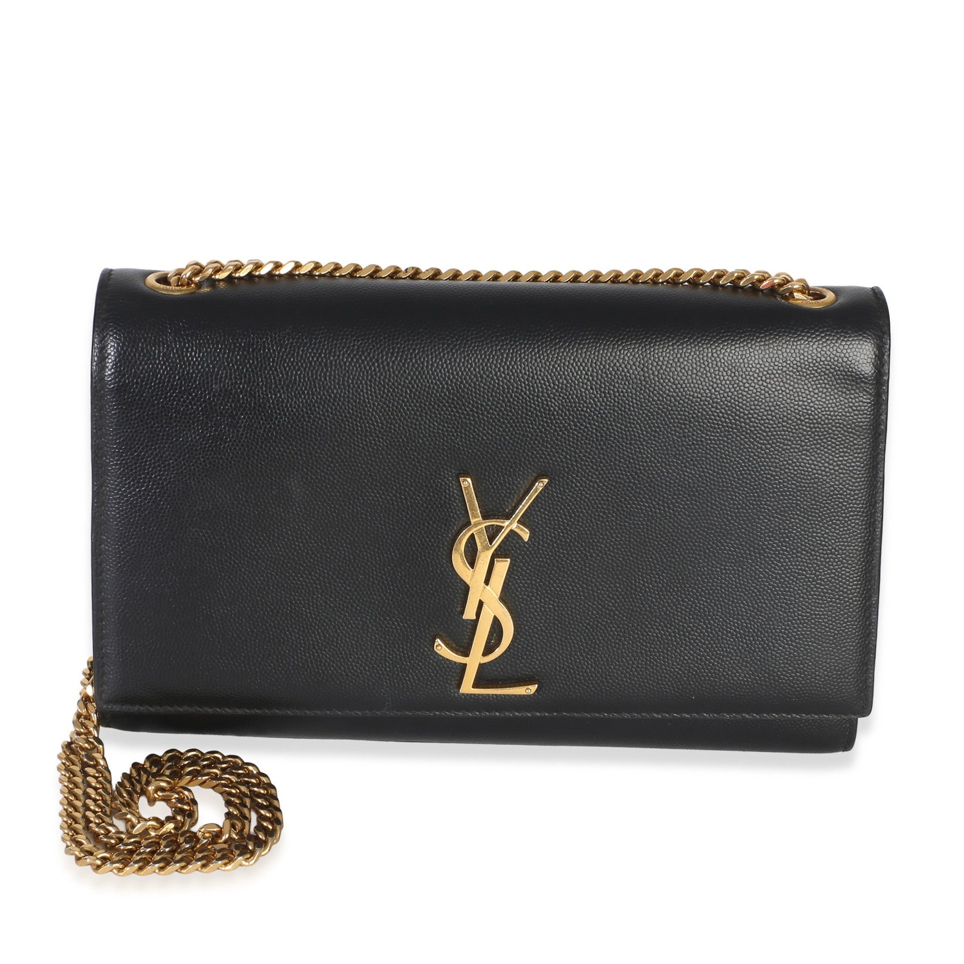 Black Grain De Poudre Medium Kate Chain Bag