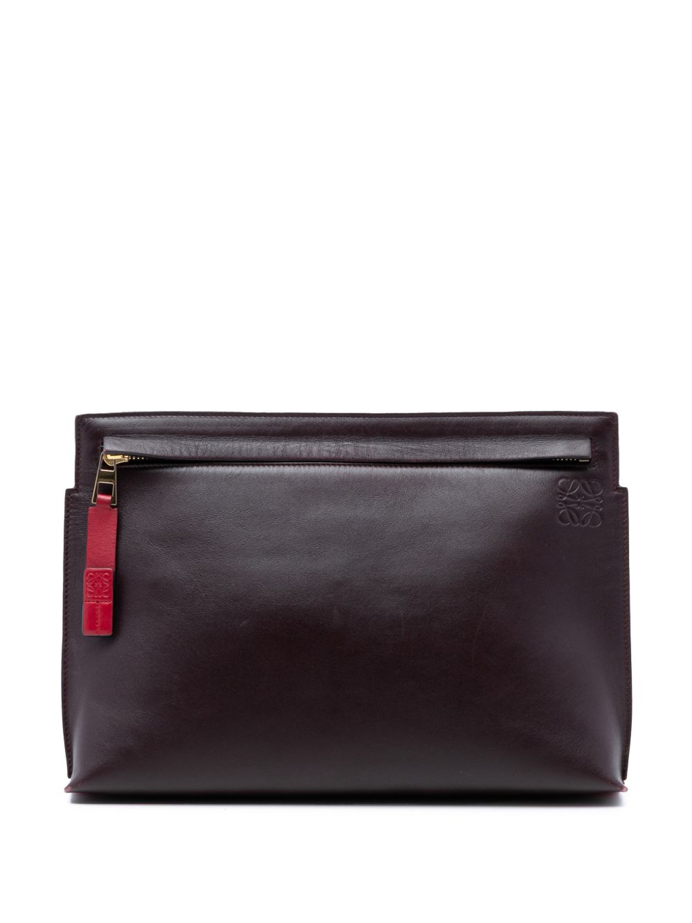 2017 Bicolor Leather Anagram T Pouch clutch bag