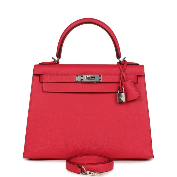 Hermes Hermes Kelly Sellier 28 Rose Extreme Epsom Palladium Hardware
