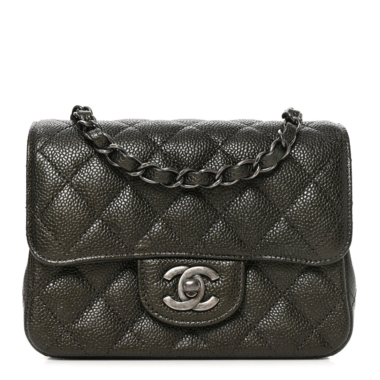 Chanel Caviar Quilted Mini Square Flap Dark Charcoal
