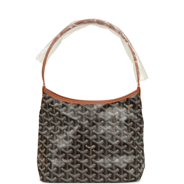 Goyard Goyard Goyardine Black, Brown Boheme Mini Hobo Bag Palladium Hardware