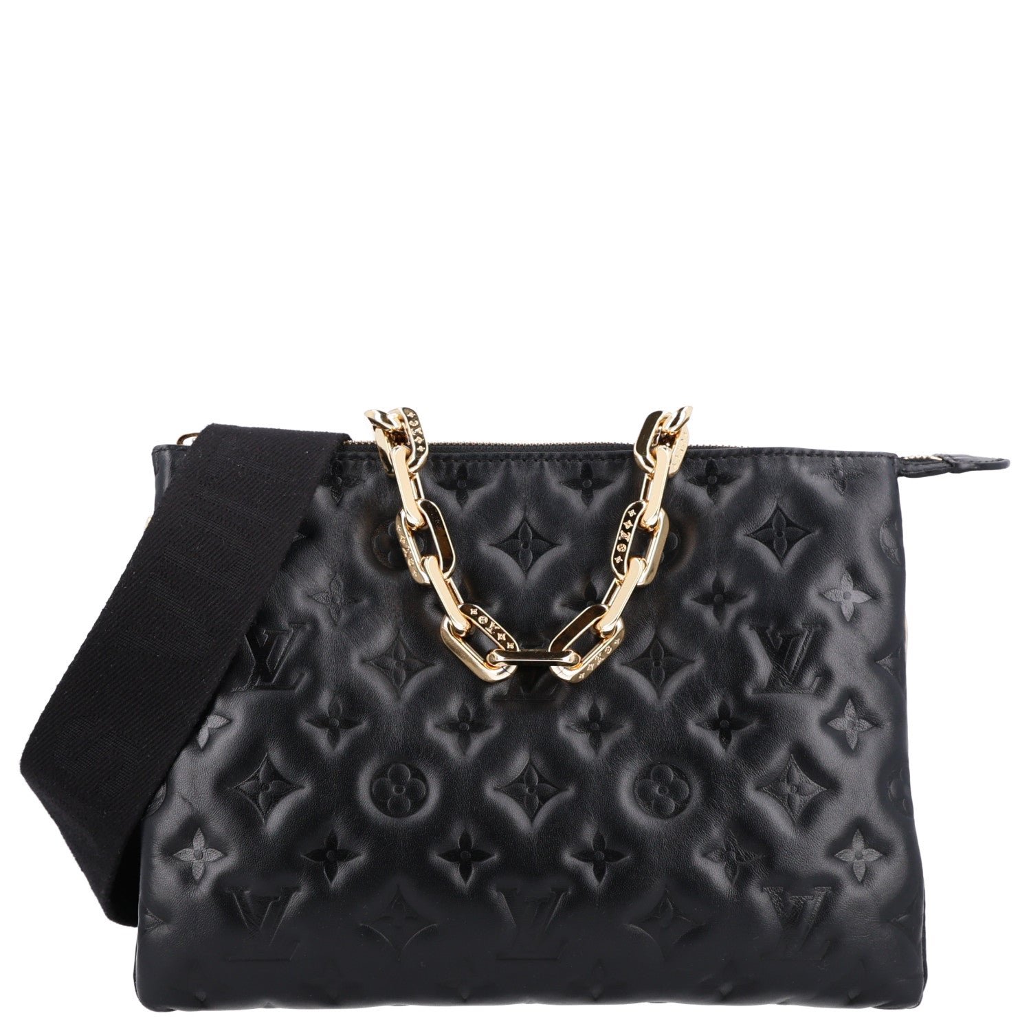 Louis Vuitton Lambskin Embossed Monogram Coussin PM Black