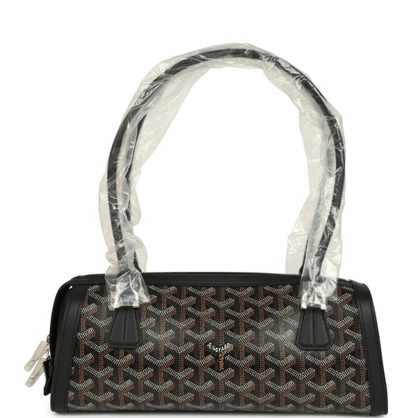 Goyard Goyard Goyardine Canvas Bonbonnière Bag Black Chevroches Calfskin Palladium Hardware