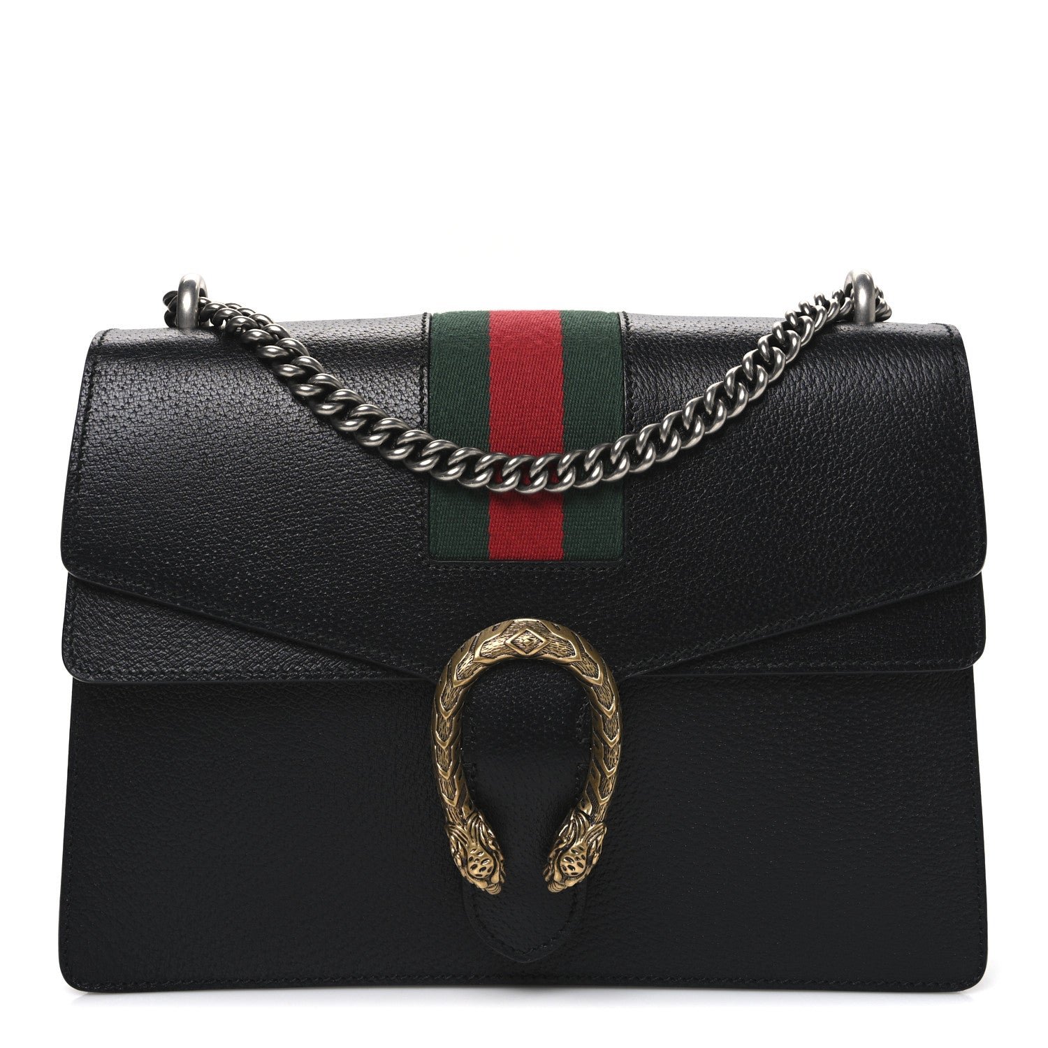 Gucci Calfskin Web Small Dionysus Shoulder Bag Black