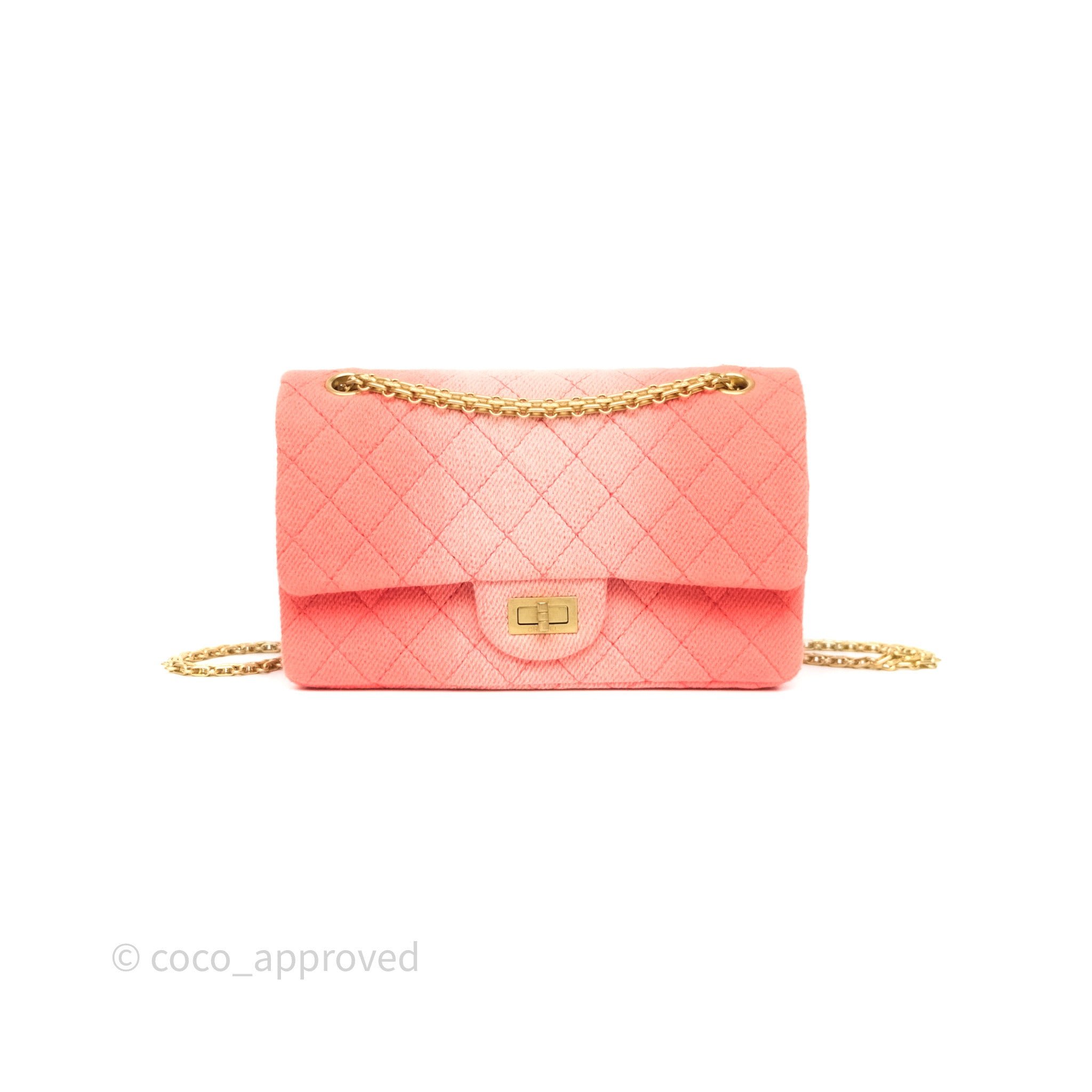 Chanel Reissue 225 Quilted Coral Ombre Denim Aged Gold Hardware