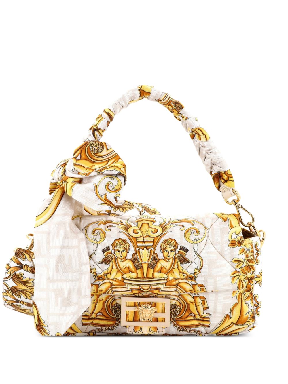 x Versace Fendace Baguette NM Bag Quilted Printed Silk Medium shoulder bag