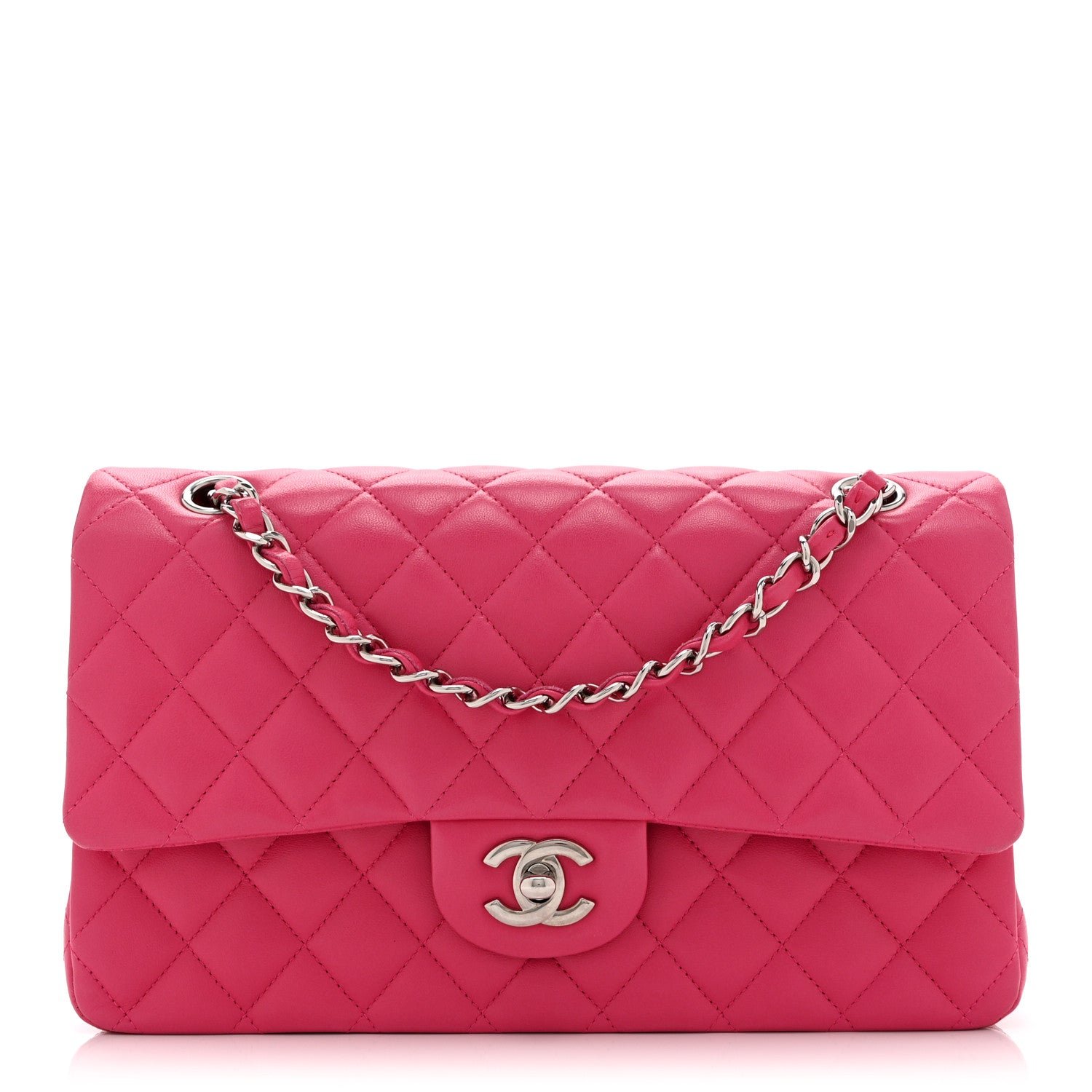 Chanel Lambskin Quilted Medium Double Flap Pink