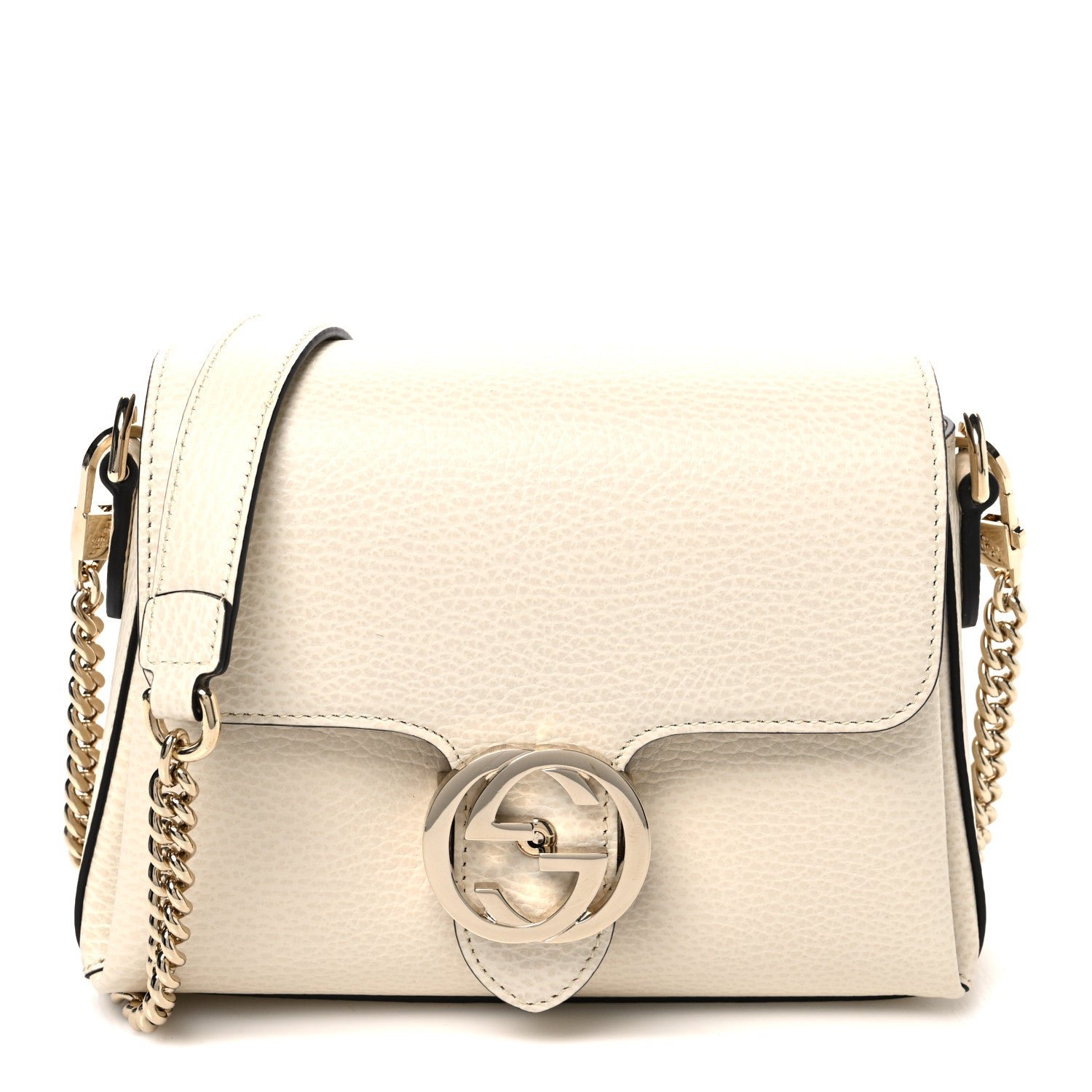 Gucci Dollar Calfskin Interlocking G Crossbody Bag Mystic White