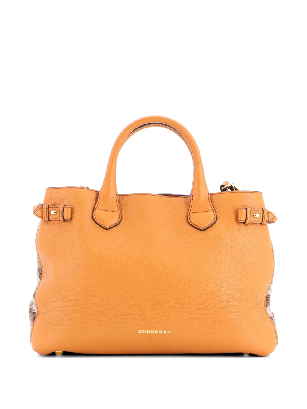 Banner Tote Leather and House Check Canvas Medium satchel