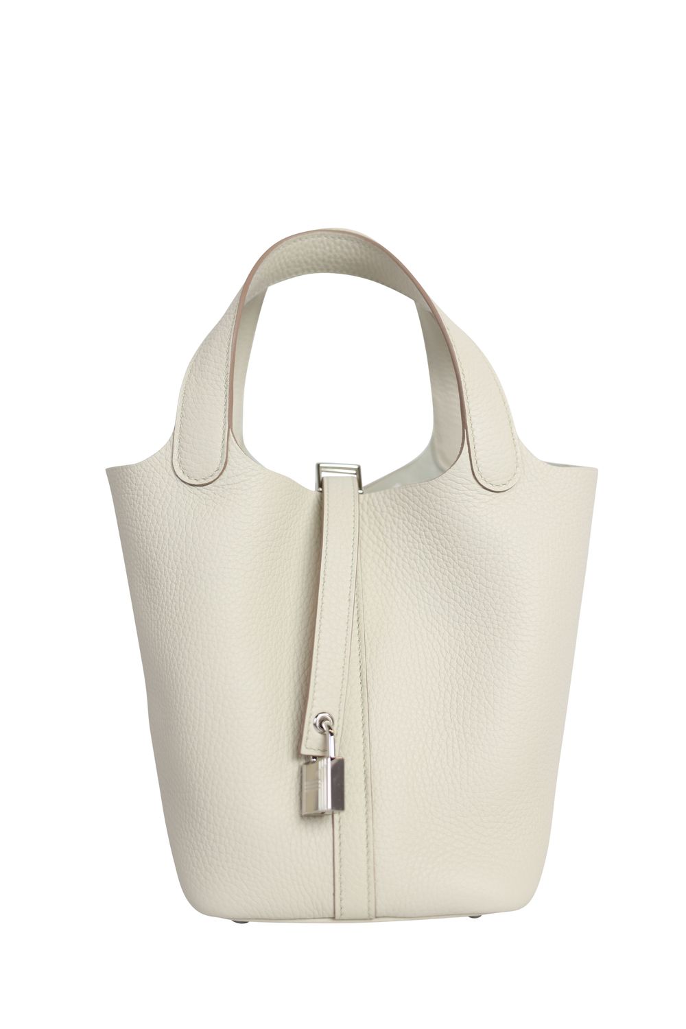 Hermes Hermes Picotin 18 Lock PM Bag, White Beton Clemence Leather and Palladium Hardware, W 2024 Stamp, New in Box WA001