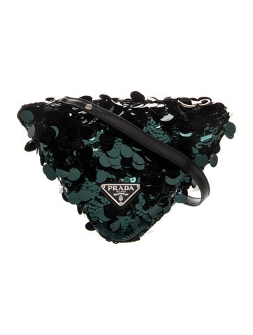 Enameled Metal Triangle Triangle Sequin Crossbody Bag