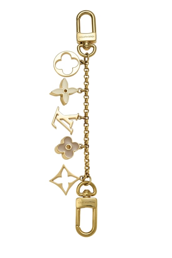 Gold & Beige Fleur De Monogram Bag Charm
