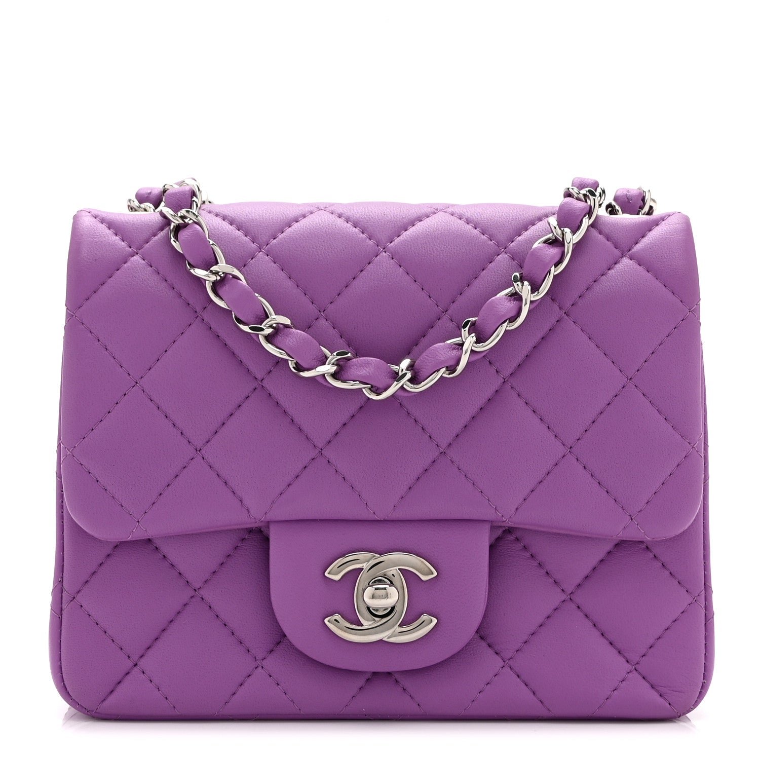 Chanel Lambskin Quilted Mini Square Flap Purple