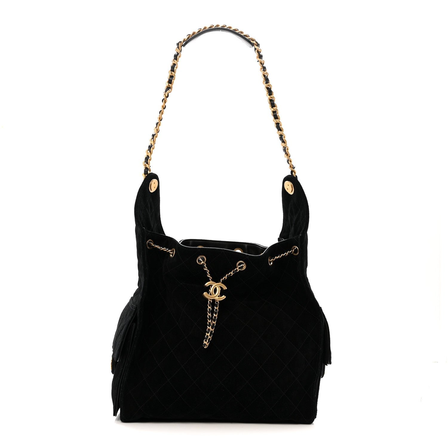 Chanel Suede Quilted Medium Chanel 25 Handbag Black