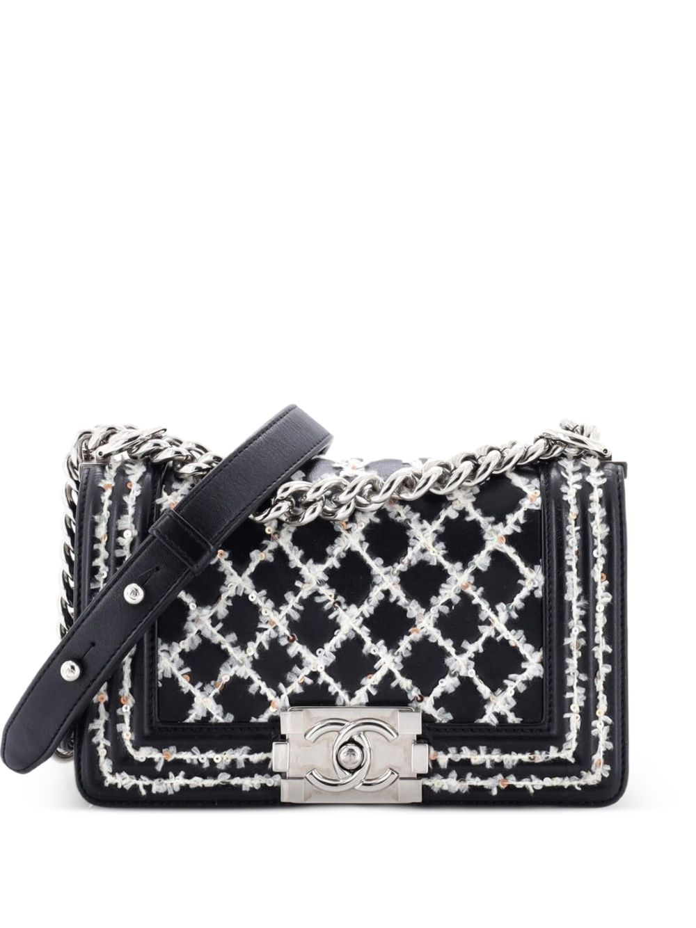 Boy Flap Bag Lambskin with Quilted Tweed and Sequins Small crossbody bag